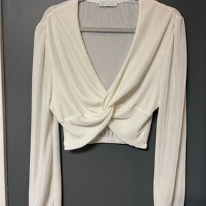 Chic Cream Twist-Front Blouse